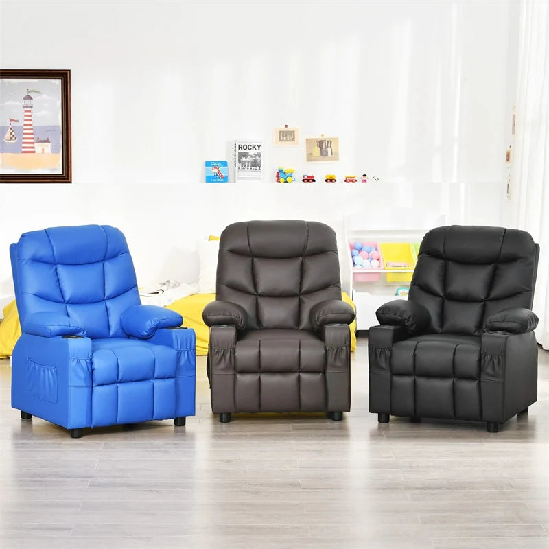 Kids Recliner Chair PU Leather Adjustable Lounge Sofa with Cup Holder, 3 Pockets & Retractable Footrest - Product image 39