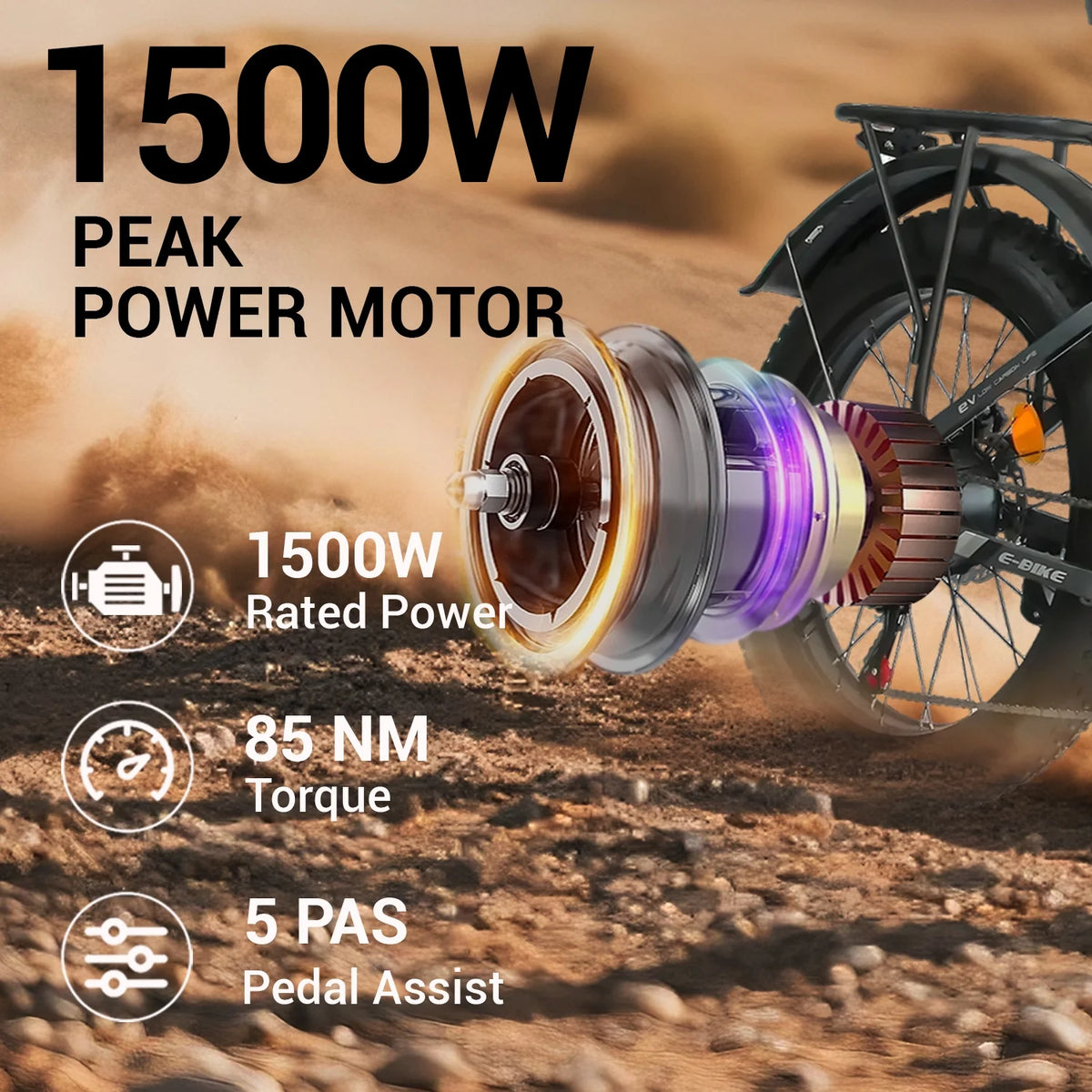 3000W Peak Dual Motor E - Bike, 52V 25AH Battery Elec - Tric Bike for Adults, 35MPH Mountain AWD 7 - Product image 4