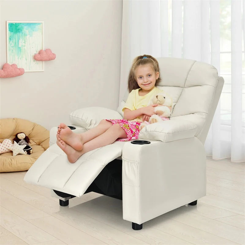Kids Recliner Chair PU Leather Adjustable Lounge Sofa with Cup Holder, 3 Pockets & Retractable Footrest - Product image 50