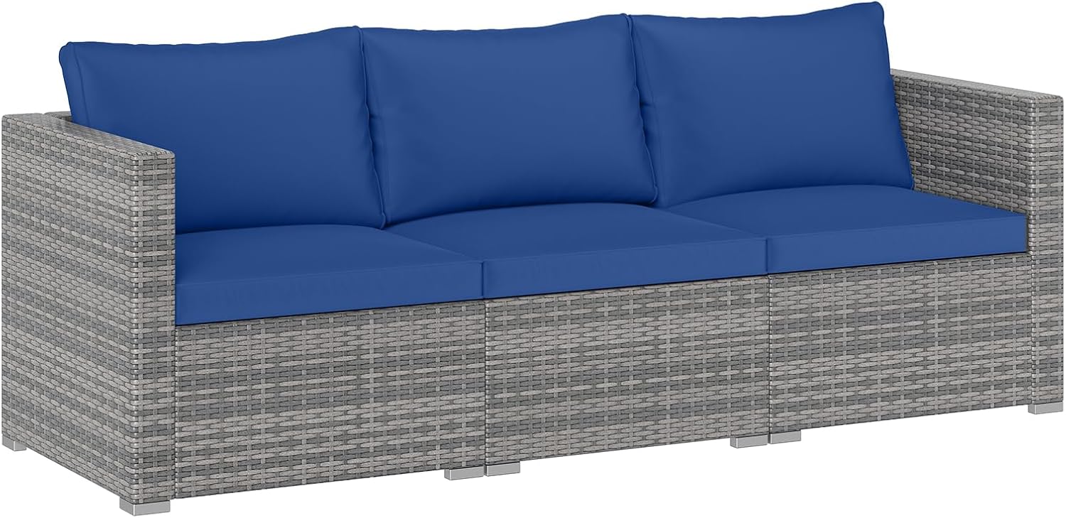 Tangkula Outdoor Patio 3 Seat Sofa Set - PE Rattan Modular Cushioned Sectional Couch Furniture Set - Product image 10