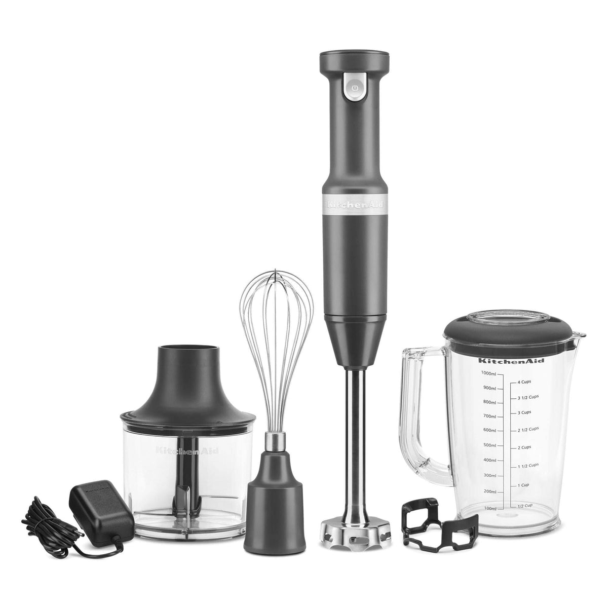 KitchenAid Cordless Variable Speed Hand Blender with Chopper and Whisk Attachment Grey - Product image 1