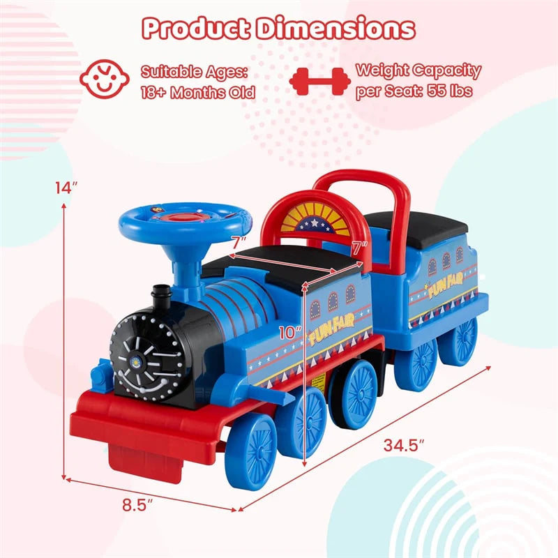 6V 2-Seater Ride On Train with Detachable Carriage, Under-Seat Storage, Whistle & Flashing LED Lights - Product image 28