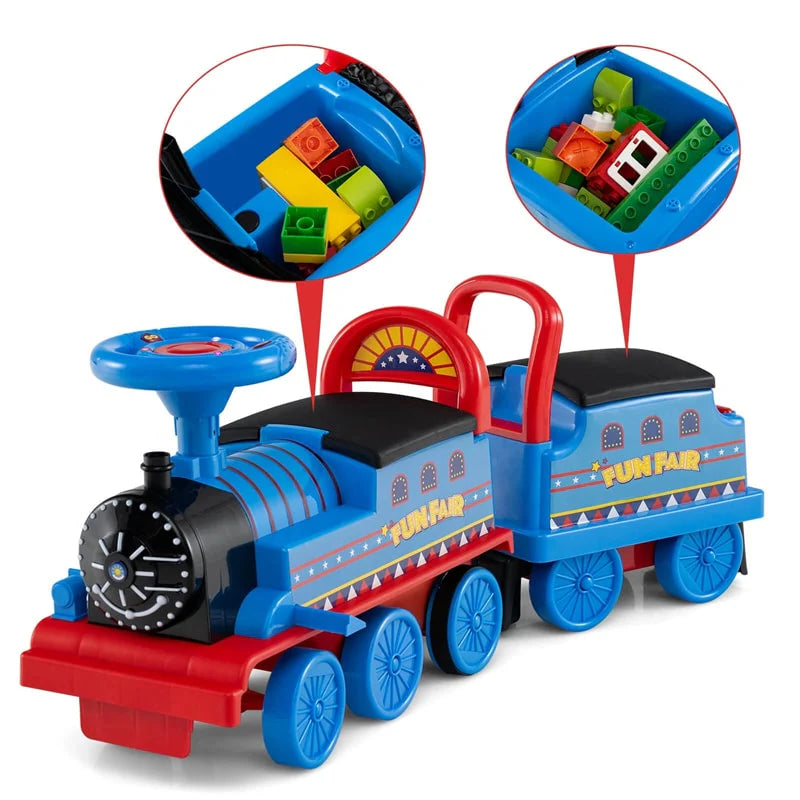 6V 2-Seater Ride On Train with Detachable Carriage, Under-Seat Storage, Whistle & Flashing LED Lights - Product image 27