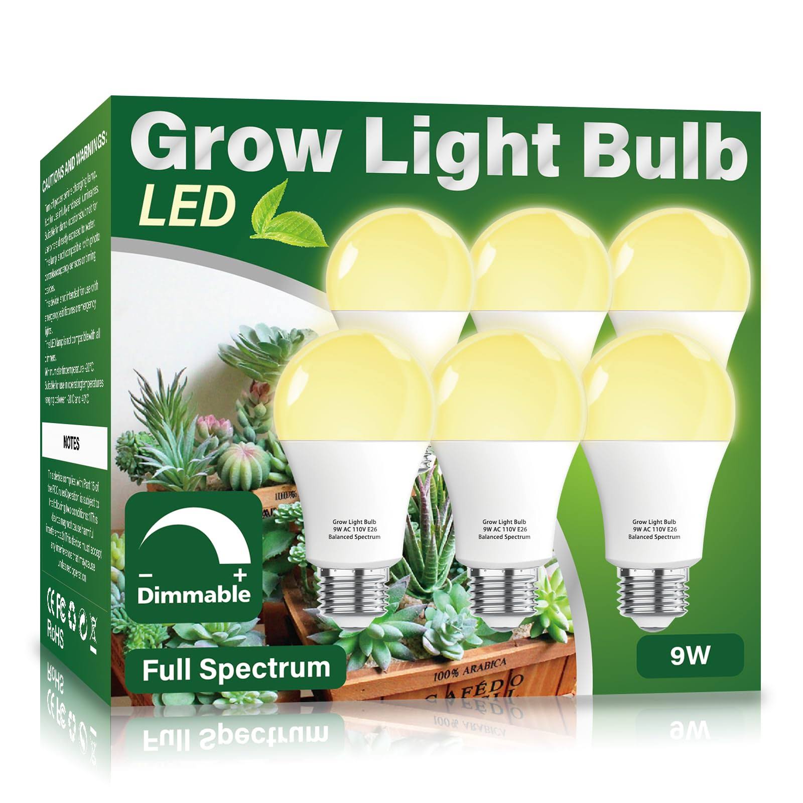 Wiyifada 6 Pack Grow Light Bulb Indoor Grow Light, A19 Full Spectrum Plan Light Bulb - Product image 1