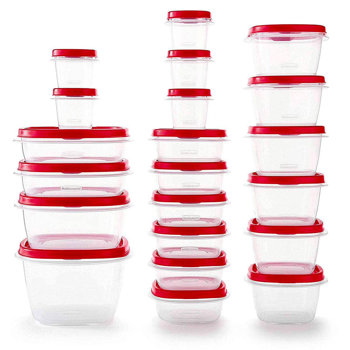 Rubbermaid Easy Find Vented Lids Food Storage Containers, Set of 21 (42 Pieces Total), Racer Red - Product image 1