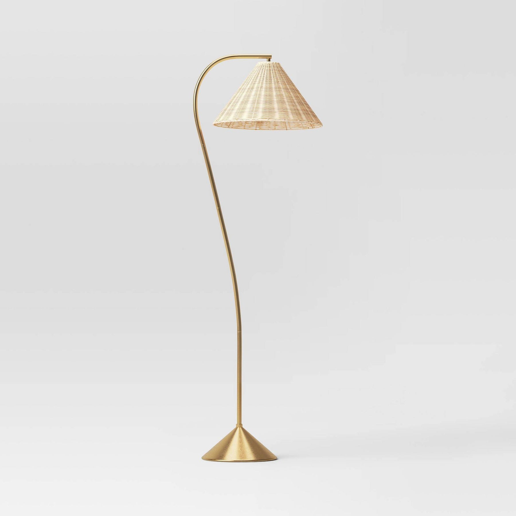 Gooseneck Floor Lamp with Natural Shade Brass (Includes LED Light Bulb) - Threshold - Product image 1