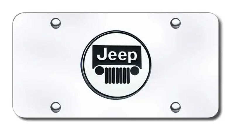 JEE.CC Automotive Gold License Plate Chrome Jeep Logo